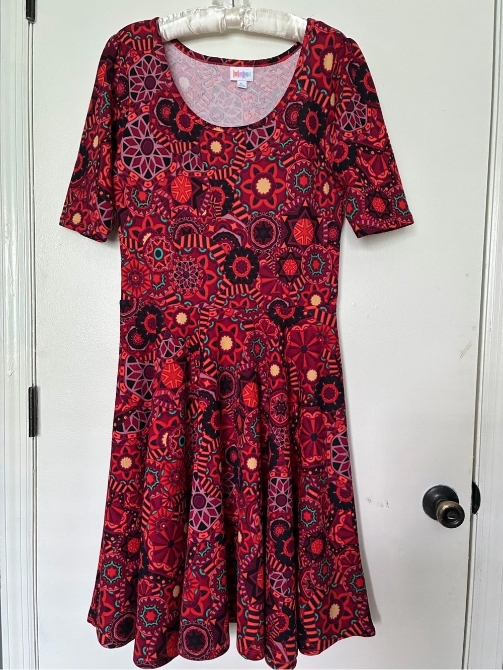 Women’s Red Patterned Fit & Flare Dress